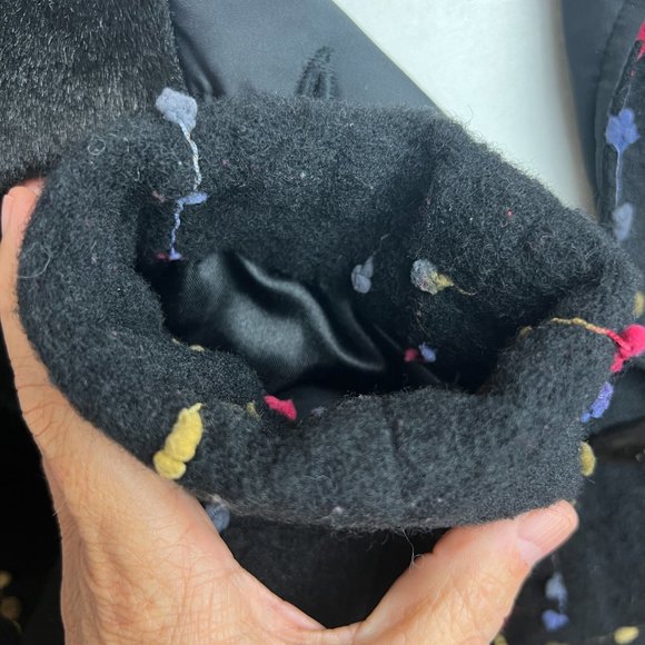 Tsunami Esq Black Wool Blend Embroidered Cropped Jacket Blazer Sz M Art-to-Wear - Picture 10 of 16